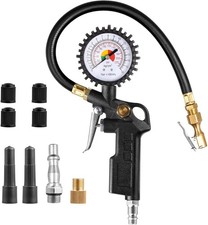 Tyre Pressure Gauge 220 PSI Inflator with Brass Chuck & Rubber Hose for Car SUV