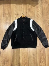 Mens Jordan DNA Varsity Jacket Leather Wool with Embroidered Patches Size L