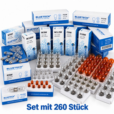 260 STÜCK Werkstattset  SET KFZ-Beleuchtung Birne Auto Lampe Glühlampen 12 Volt