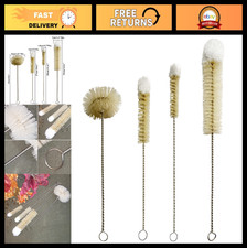 4-Pack Thin Long Handle Bottle Brushes - Stainless Steel  Natural Boar Bristle,
