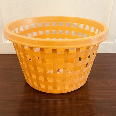 Rubbermaid Retro Orange Peach Rough Neck Weave Heavy Laundry Basket 2966