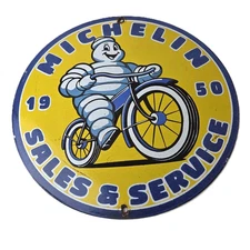 Vintage Michelin Tires Bibendum Sign - Gas Pump Automobile Sales & Service Sign