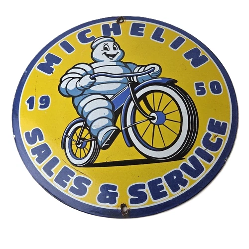 Vintage Michelin Tires Bibendum Sign - Gas Pump Automobile Sales & Service Sign