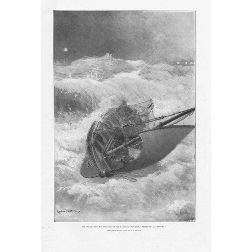 KENT Disaster to the Margate Surf Boat - Antique Print 1897
