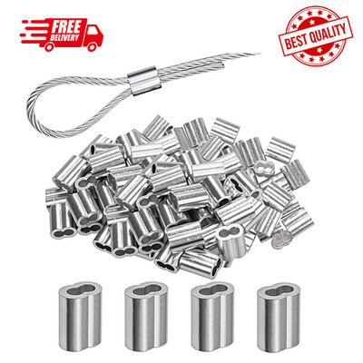 1/8'' (3Mm) Aluminum Crimping Loop Sleeve for Wire Rope, Cable Ferrule (100Pcs)