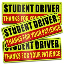 Student Driver Magnet for Car Safety Warning Please Be Patient New Driver Sti...