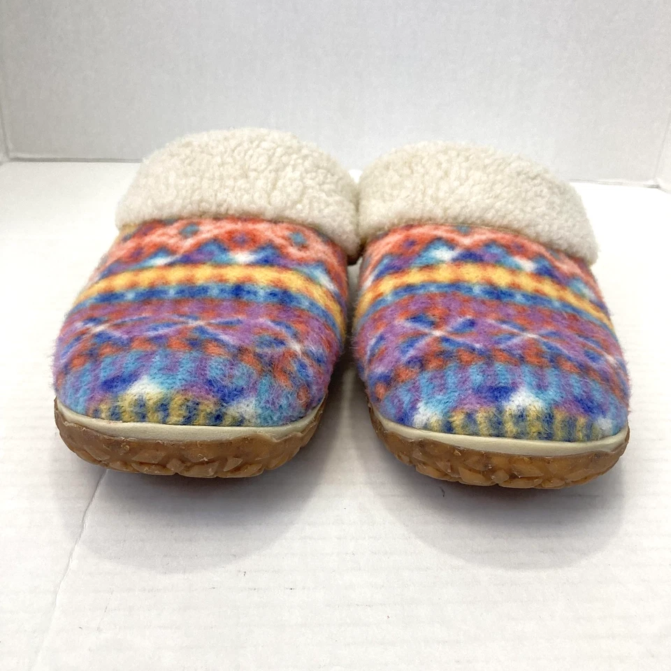 Minnetonka Sherpa Lined Colorful Slippers Womens Size 7M Knit Clog Mule 4618 - Image 2 of 4