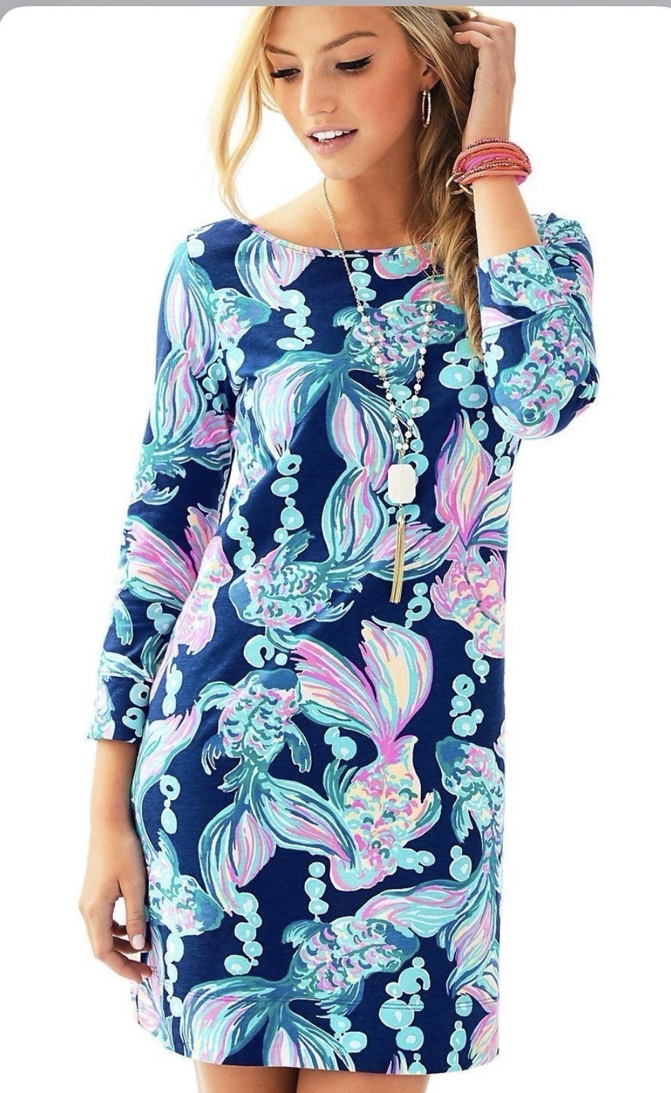 Lilly Pulitzer MARLOWE T Shirt DRESS True Blue Going Coastal Reduced Sz L NWT 💚