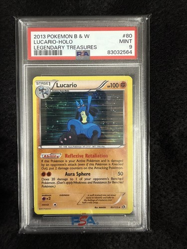 Lucario Cosmos Holo Pokemon B&W Legendary Treasures #80 PSA 9 LOW POP