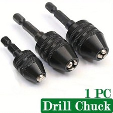 Keyless Chuck Conversion 1/4" Hex Shank Adapter Drill Bit Quick Change Driver