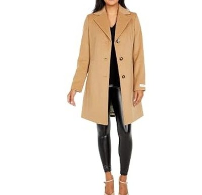 NWT Calvin Klein Classic Single Breasted Wool Coat Camel 12