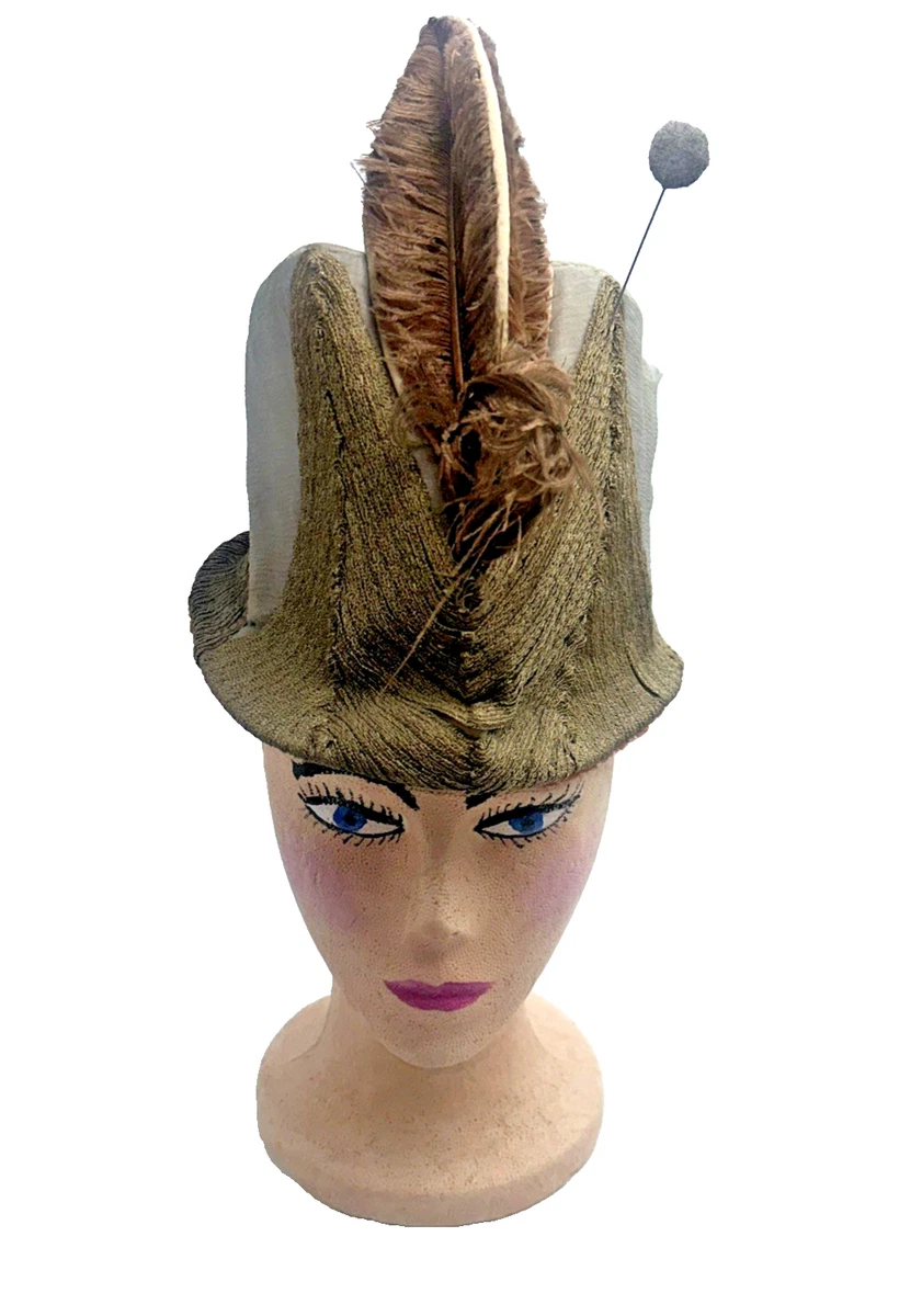 Vintage 1960s Beige Feather Cloche Bucket Hat Women’s Size 7.5 Feather Cloche 1960s Vintage Hats for Women for sale | eBay main image 2