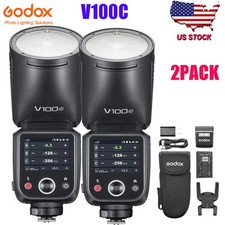 2X GODOX V100 V100C 2.4G Round Head Camera Flash TouchScreen Speedlite for Canon