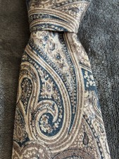 Vintage OSCAR DE LA RENTA Paisley 100% Silk Necktie Blue MADE IN USA 56”x4”