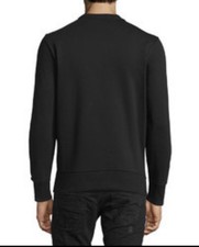 Men's Black Zip Front Crew Neck Long Sleeve Sweatshirt Solid Pullover