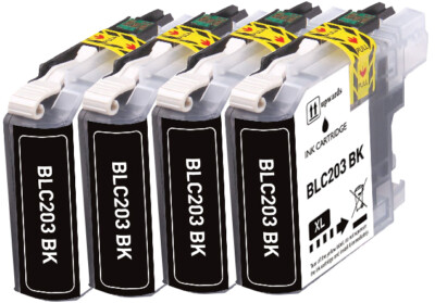 4 PK BLACK Premium Ink fits Brother LC203 MFC-J460DW MFC-J5720DW MFC-J4320DW 