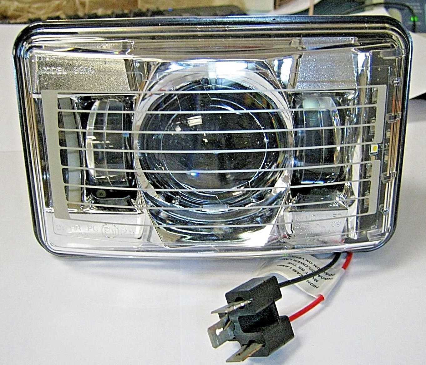 NEW SET of 2 JW SPEAKER LED HIGH BEAM HEADLIGHTS 4" X 6" HEATED w/ CHROME BEZEL