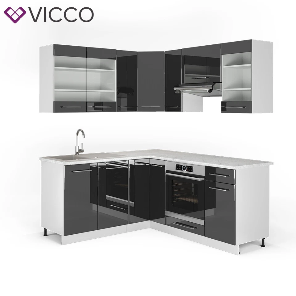 Vicco Küche Fame-Line – Moderne Küchenzeile, Einbauküche 10 Module – Anthrazit - Bild 2 von 4