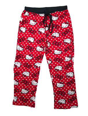 NEW VTG 2013 Hello Kitty Womens Small Red Y2K Capri Pajama Pants Sleepwear