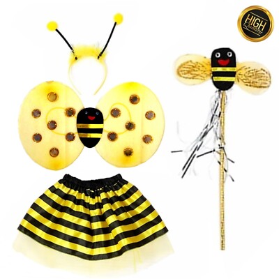 Mädchen 4-teiliges Hummel Honig Halloween Buchwoche Kostüm Partykostüm