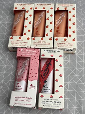 LANOLIPS (3) PEACH (1) RASPBERRY SHORTCAKE (1) WATERMELON THESE ARE THE ULTIMATE