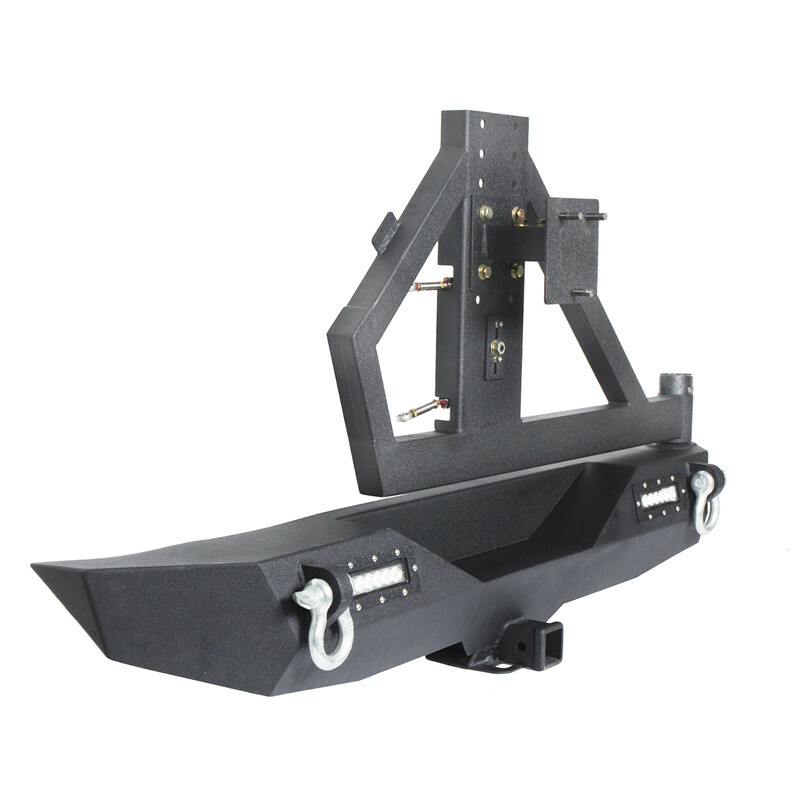 Steel Rear Bumper w/ Tire Carrier & Light & D-ring for Jeep Wrangler 07-18 JK thumbnail 6