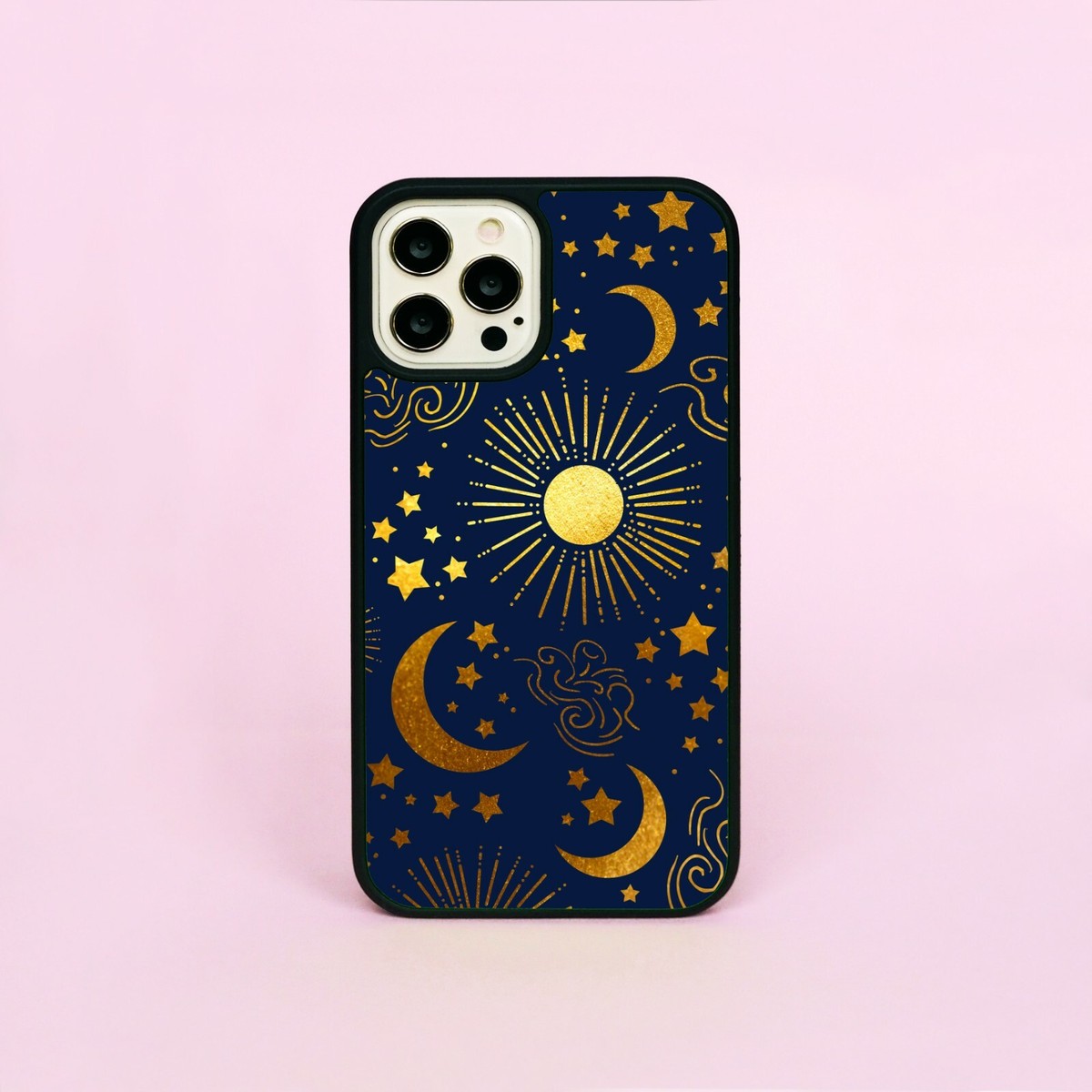 Sun And Moon Sky Stars Blue Gold Pattern Phone Case/Cover For