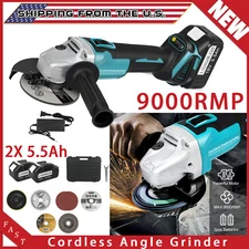 Cordless Angle Grinder Electric Cut‑Off Tool + 2X 5.5Ah Battery For 18V Makita