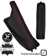 ROT NAHT LEDER HANDBREMSMANSCHETE+KUNSTSTOFFRAHME F?R BMW 8 SERIES E31 90-99