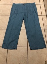 NWT WOMANS 18W LAUREN RALPH LAUREN DRAWSTRING AZURE LINEN WIDE LEG PANTS 125
