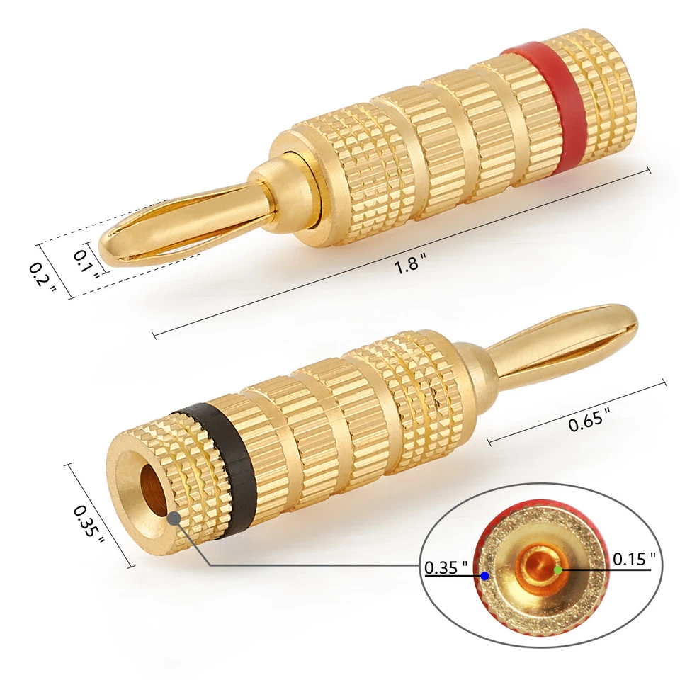 WGGE WG-3333 24k Gold Plated Speaker Banana Plugs-Closed Screw Type (12 Pairs) - Image 3 of 4