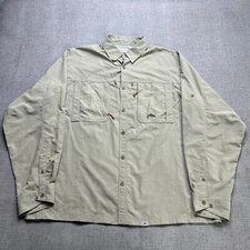 Simms Fishing Shirt Men's 2XL Beige Utility Zip Pocket Outdoor Fishing