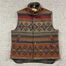 Vintage Woolrich Vest Womens Large Quilted Lined Aztec Striped USA Made