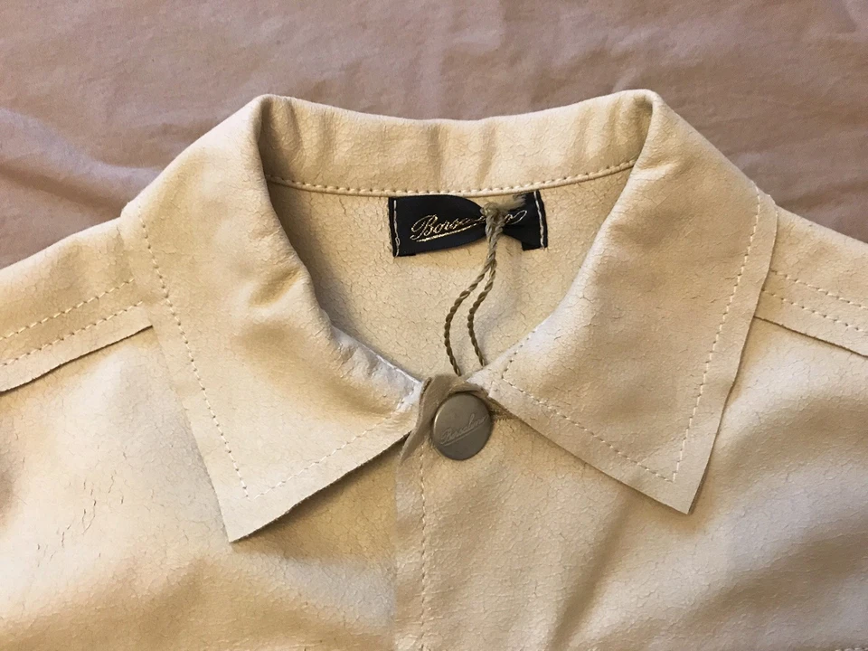 BORSABINO Chicos Imitación Gamuza Denim Chaqueta Estilo Beige Tostado Hecho en Italia Talla 4 104cm Foto 3 de 4