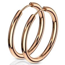 Hypoallergenic Rose Gold PVD 316L Stainless Steel Hoop Earrings 1-inch Huggies