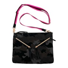 Stella & Dot Green Pink Camouflage Nylon Crossbody Bag | Excellent