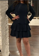 ELIZA J Ruffled Dress Fit & Flare Hunter Green Long Sleeve Size 2