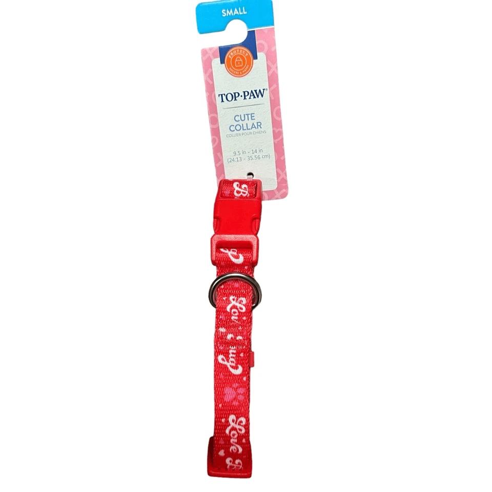 Top Paw Valentine's Day Love Bug Red Dog Collar Size Medium Adjustable D Ring - Image 3 of 4
