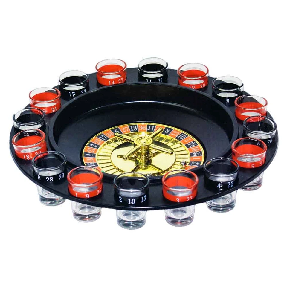 Roulette Trinkspiel mit Shotgläsern - ca. 30 cm Partyspiel für Erwachsene - Bild 3 von 4