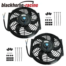 2X 10" ELECTRIC RADIATOR/ENGINE COOLING FAN+MOUNTING ZIP TIE KITS BLACK