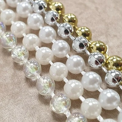 Beautiful Pearl Beaded String 4mm Small Round Ball Chain Trim Ribbon Per 1 Metre