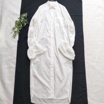 DRIES VAN NOTEN Women's Shirred Sleeve Shirt Dress White Size