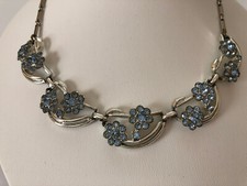 Vintage 1950s Blue Glass Rhinestone Necklace 16  