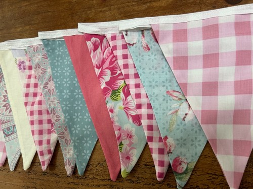 10m fabric bunting (£1.60m) pink bunting, blue bunting, wedding bunting  - 第 4/6 張圖片