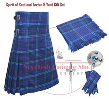 SPIRIT OF SCOTLAND TARTAN 8 Yard kilt - Traditional Scottish kilt Custom Size
