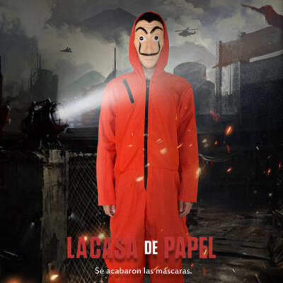 La casa de papel/Money Heist Dali (Big Beard) Red Rob Jumpsuit Cosplay Costume