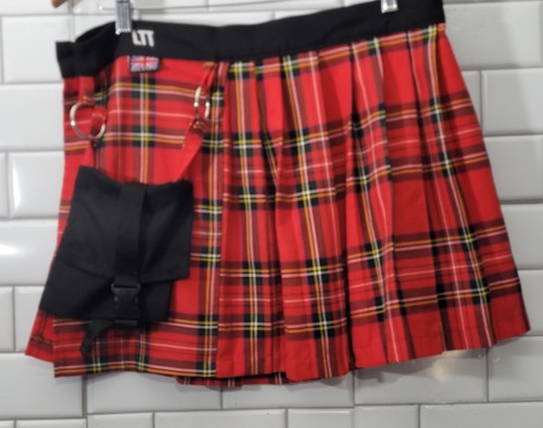LTT LOVE TOO TRUE Dolls Kill Red Plaid Pleated Tartan Print Short Skirt with...