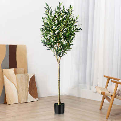 Artificial Olive Tree 5/6/7ft Faux Potted Indoor Fake Plant Living Room Decor