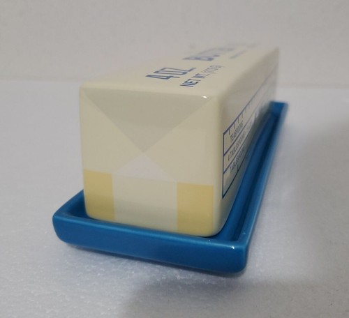 Fishs Eddy West Elm Butter Dish Ceramic Lidded Salted Butter Stick Dish ~8.5" - Picture 5 of 18