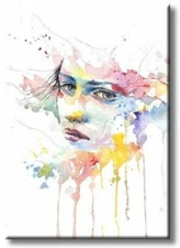 Sad Girl Face Picture on Stretched Canvas, Wall Art Décor, Ready to Hang